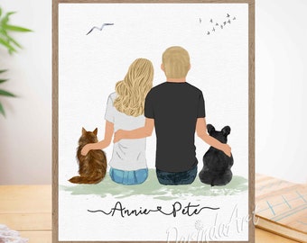 Personalized Couple Dog Print, Dog Mom and Dad Print, Dog Family Print, Pet Print, Dog Fur Family, Dog Gifts, Printable File,  Custom family