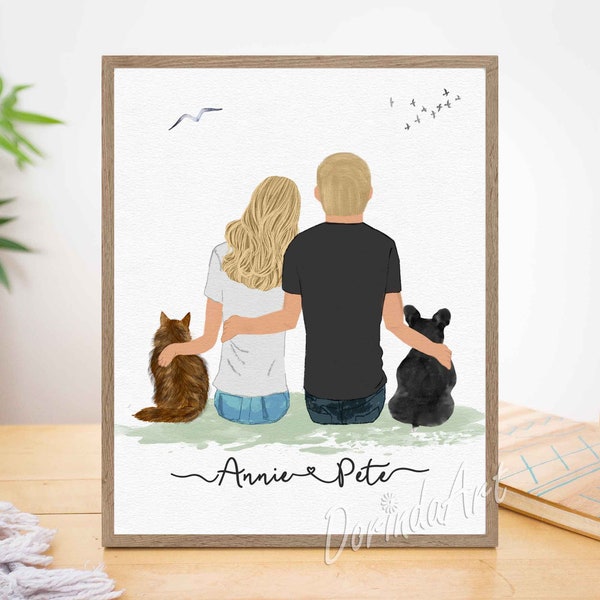 Personalized Couple Dog Print, Dog Mom and Dad Print, Dog Family Print, Pet Print, Dog Fur Family, Dog Gifts, Printable File,  Custom family