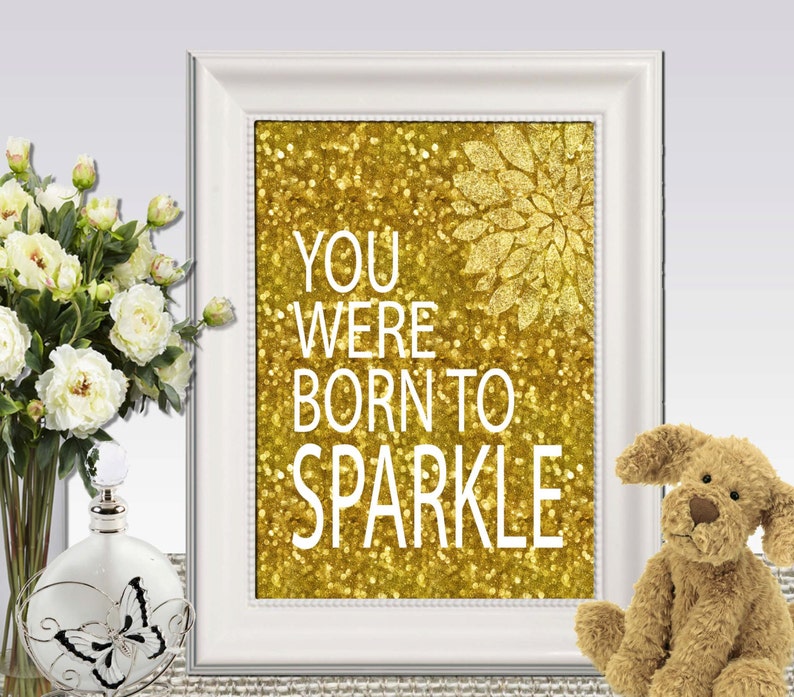 Gold inspirational print Gold glitter wall art Printable quote Etsy
