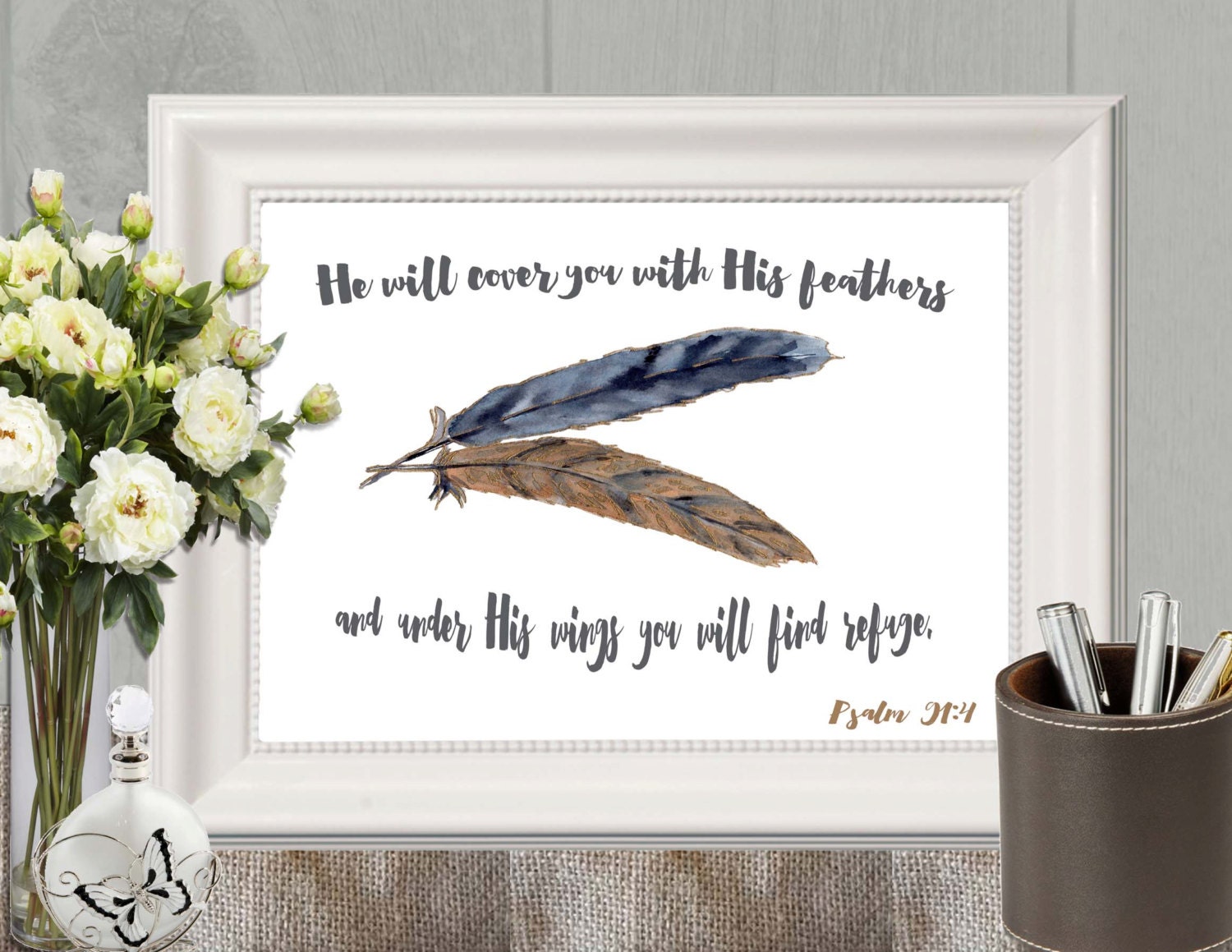 Prints Art & Collectibles Under His wings you will find refuge Comfort ...