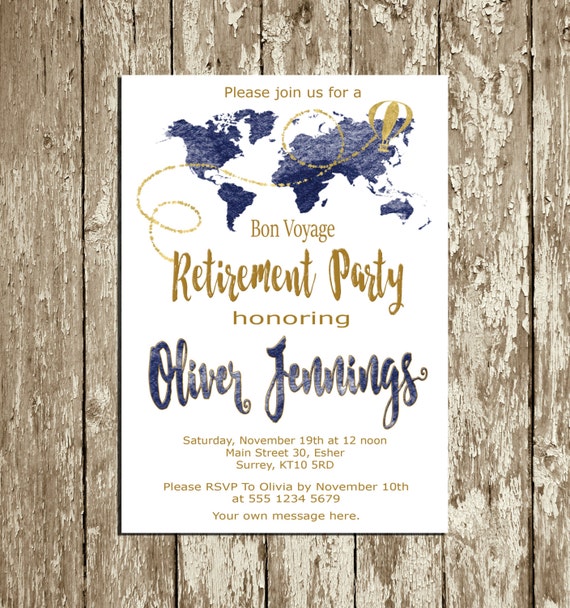 retirement invitation for men blue navy and gold retirement etsy