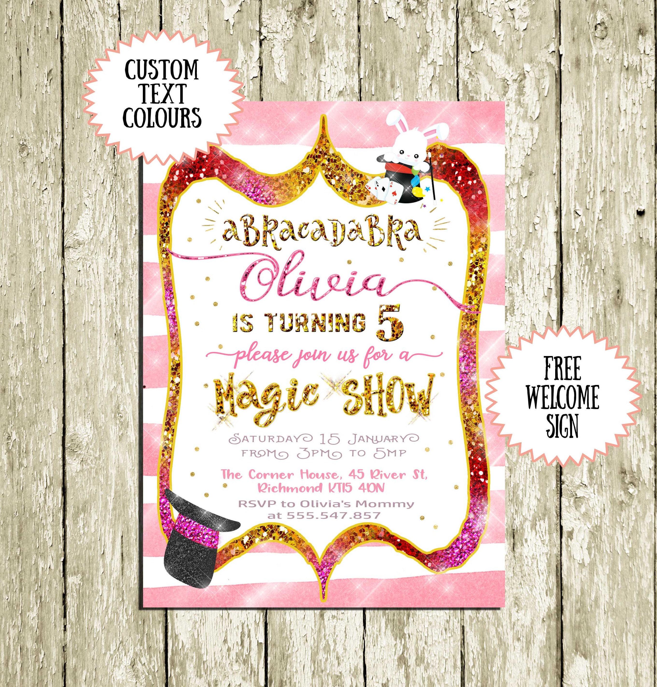 Magic Show Birthday Invitation Printable Girl Magic Party - Etsy UK