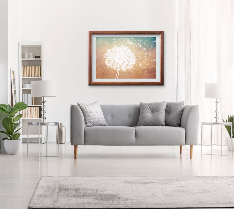 Large Copper wall art Dandelion wall art Teal and brown Wall Etsy