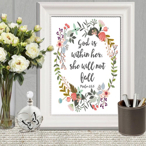 Printable Bible Verse Wall Art Psalm 465 God is Within Her Etsy
