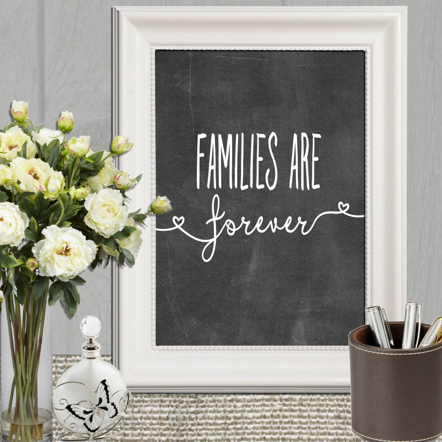 Families are forever printable wall art Black white Chalkboard | Etsy