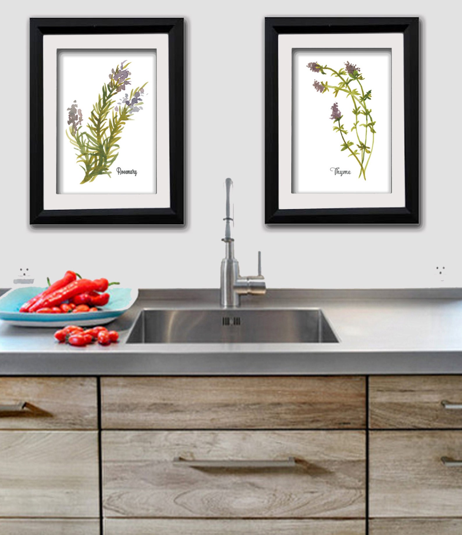 Herb Prints Printable Kitchen Decor Prints Wall Art Watercolor Etsy UK