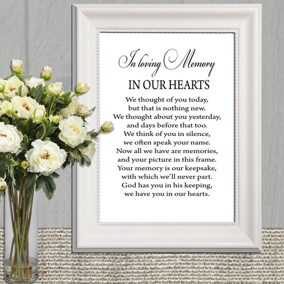 Wedding Memorial Table In Loving Memory Printable Memorial Etsy