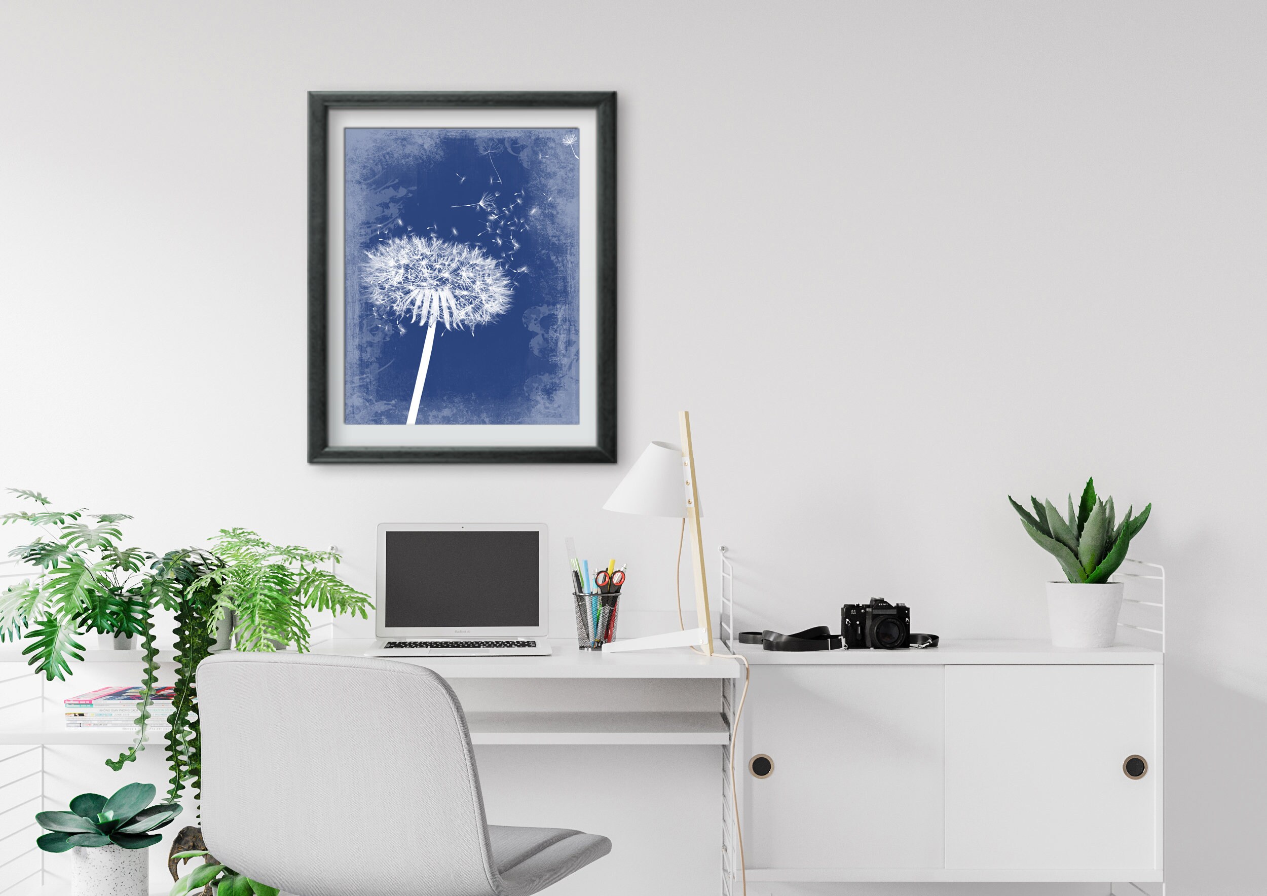 Navy Blue Farmhouse Decor Dandelion Wall Art Printable Wall Etsy UK