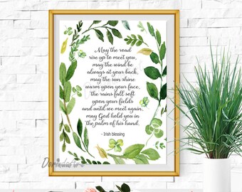 Irish blessing Printable decor Irish quote Irish print Clover Wreath 16x20 11x14 8x10 5x7 DOWNLOAD May the road rise to meet St Patrics day