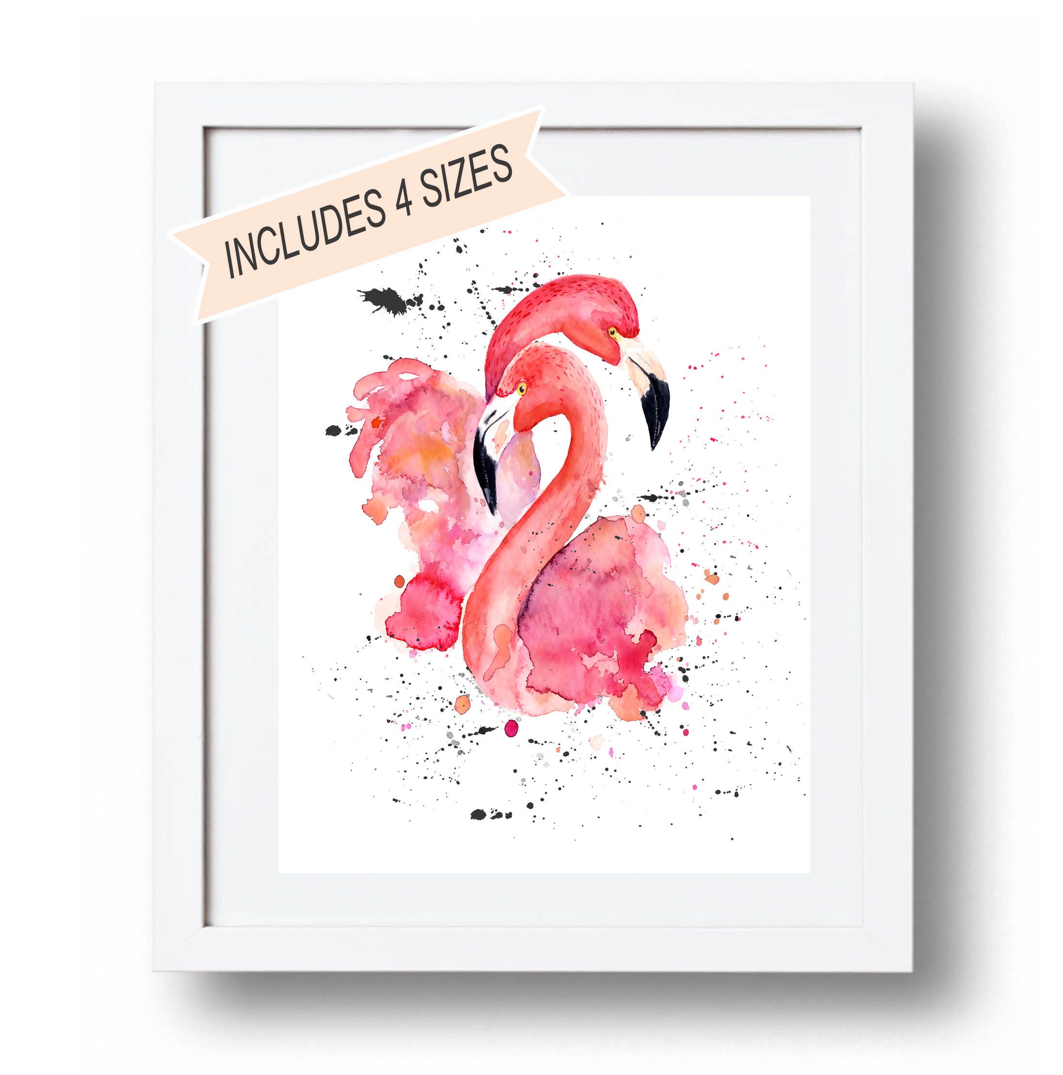 watercolor art tropical bird wall decor Flamingo print pink bird painting watercolor bird print girls room printable art