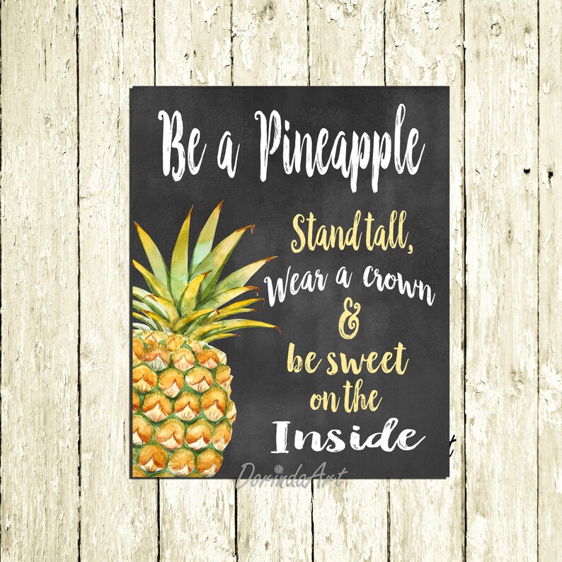 Be a Pineapple Stand Tall Printable Watercolor Pineapple Quote Etsy UK