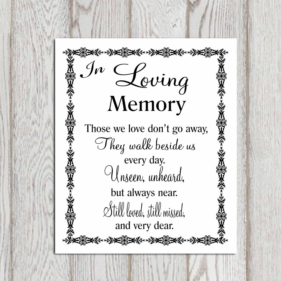 In Loving Memory Printable Memorial Table Wedding Memorial Sign ...