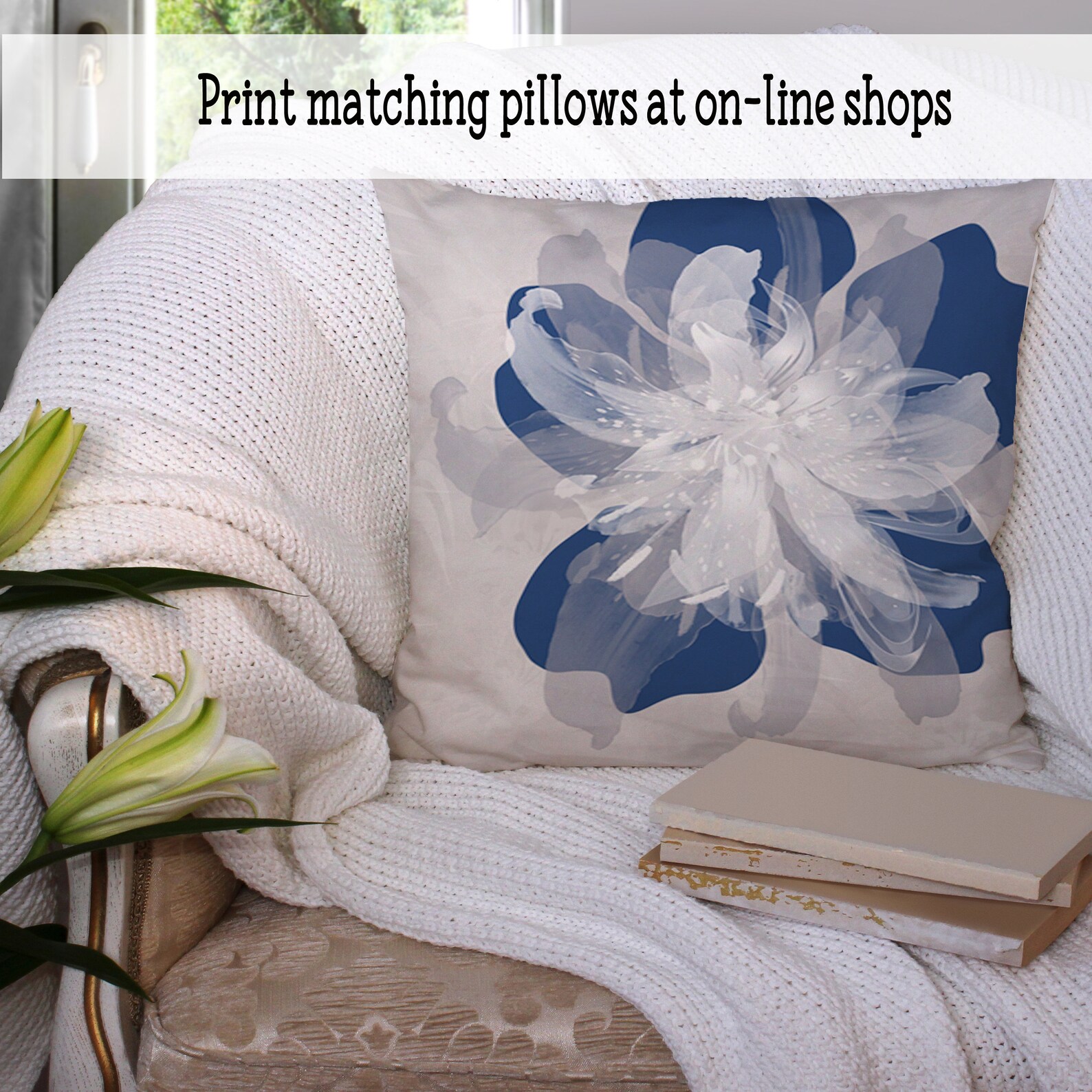 Navy Flower Wall Art Navy and Grey Bedroom Wall Art Set Navy Etsy