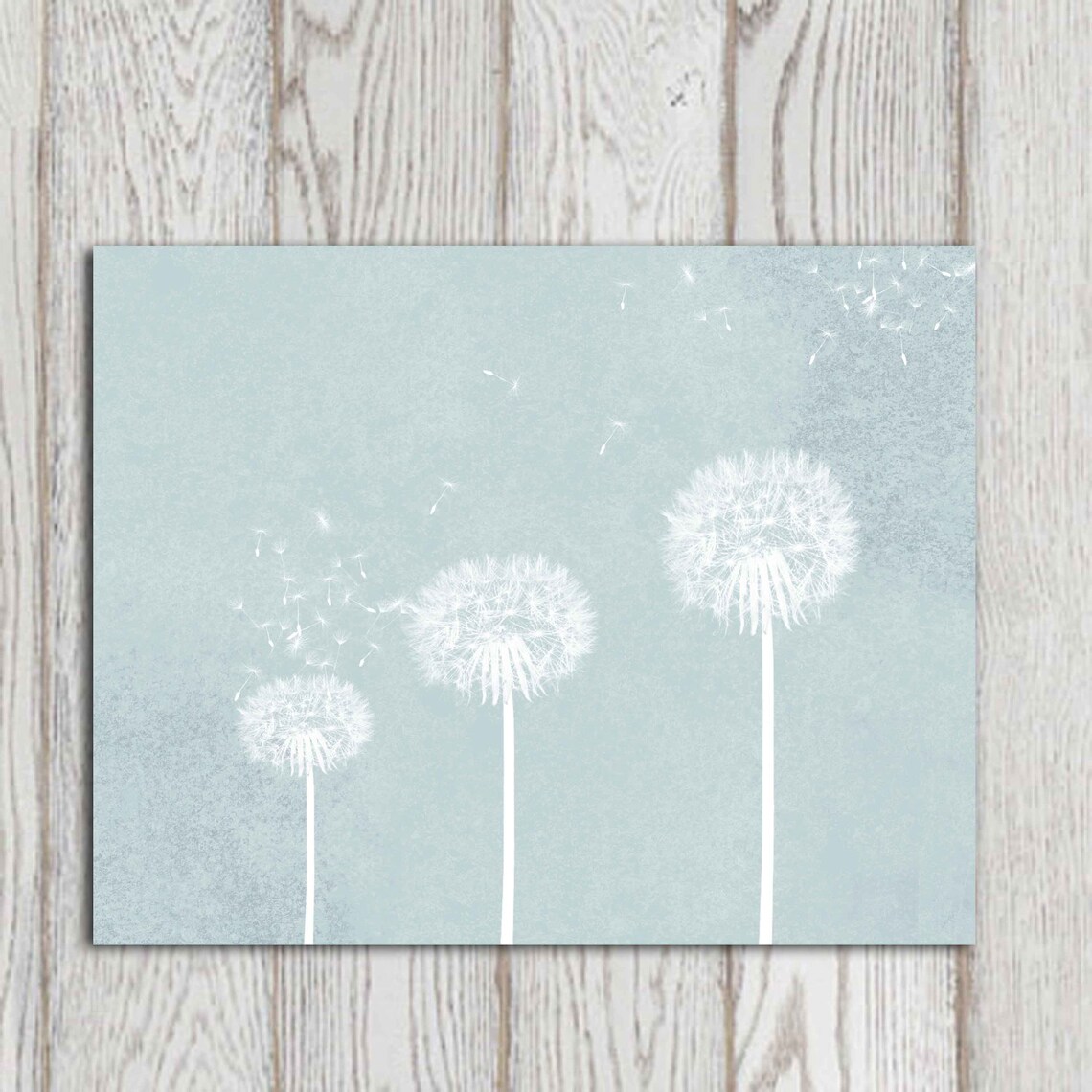 Dandelion Print Light Blue Wall Art Dandelion Decor Mint Home Etsy