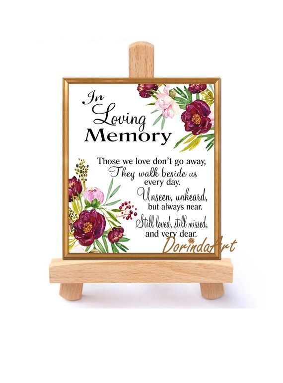 In Loving Memory Printable Purple Floral Wedding Memorial Sign Etsy