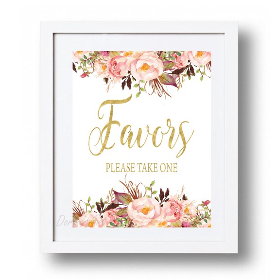 Bridal shower favor sign Wedding favor sign Baby shower Etsy