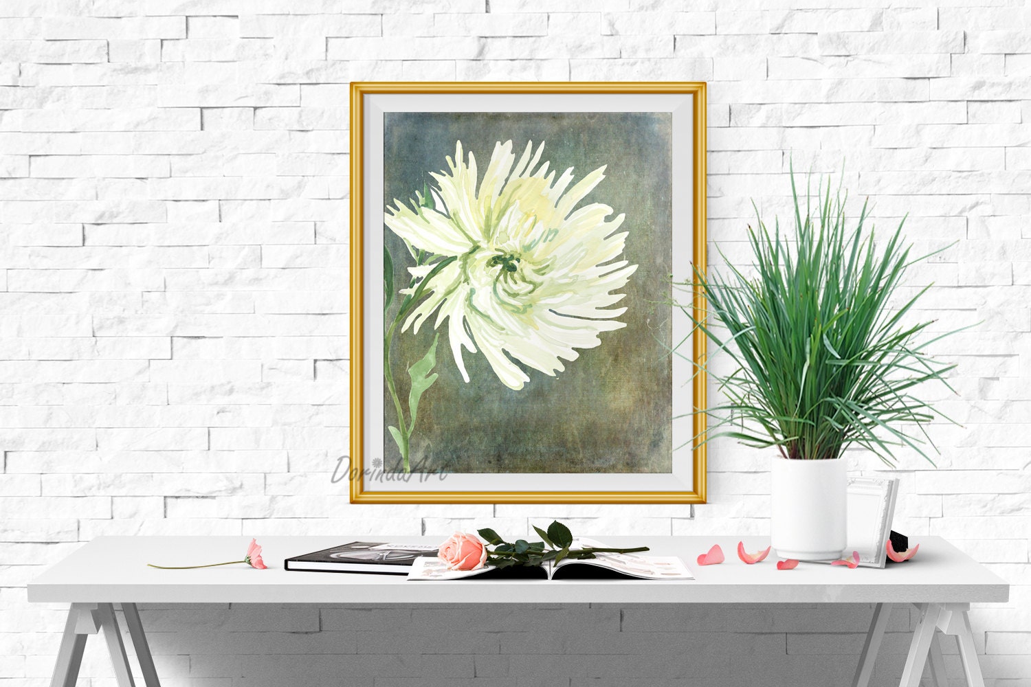 White Flower Wall Art Print Set of 2 Printable Watercolor Etsy UK