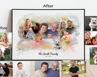 Add Person to Photo - Add Deceased Loved One - Custom watercolour Family Portrait - Combine Different Photos, Gift for Family - Add Someone