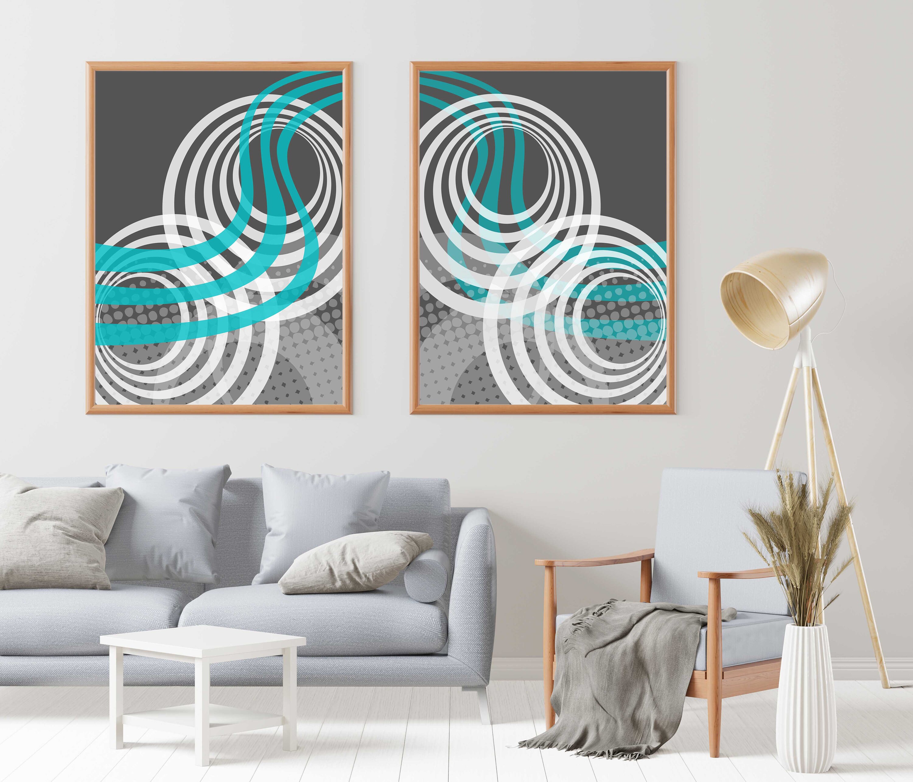 Teal gray Abstract wall art Teal home decor Abstract print Etsy