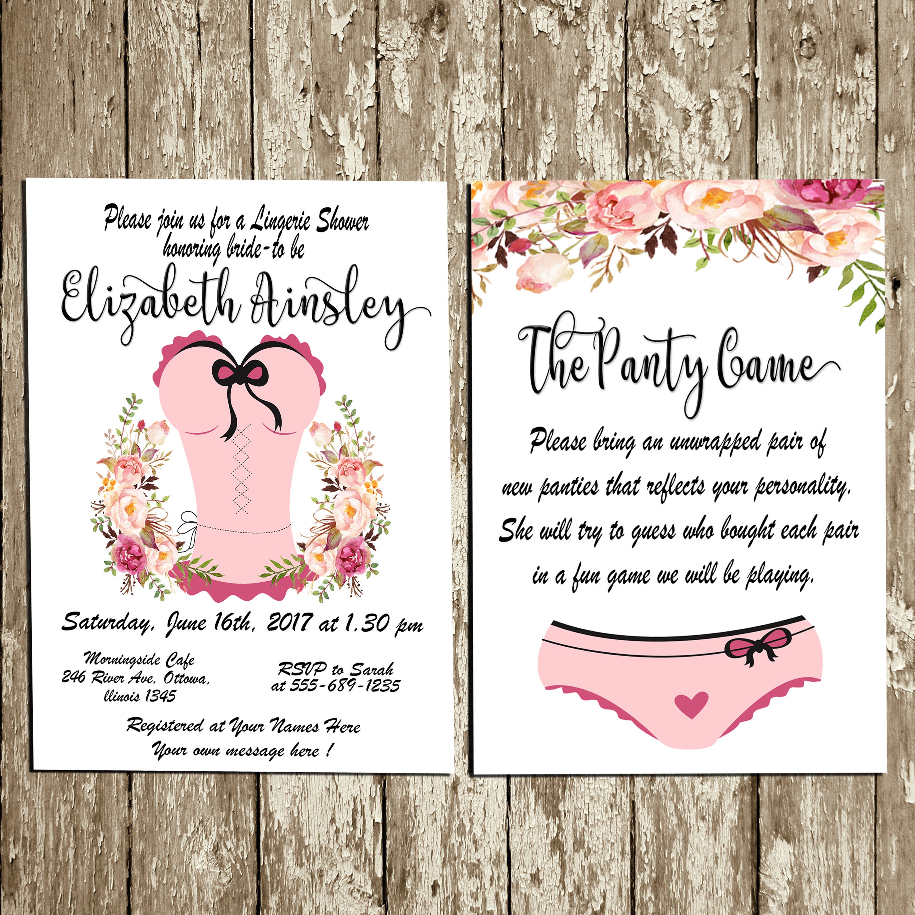 Paper &amp; Party Supplies Paper Panties Shower Party Pink Lingerie Invitation Lingerie Bridal ...
