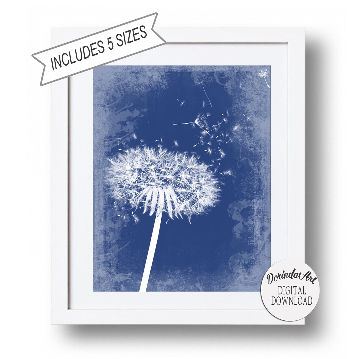 Navy Blue Farmhouse Decor Dandelion Wall Art Printable Wall Etsy UK