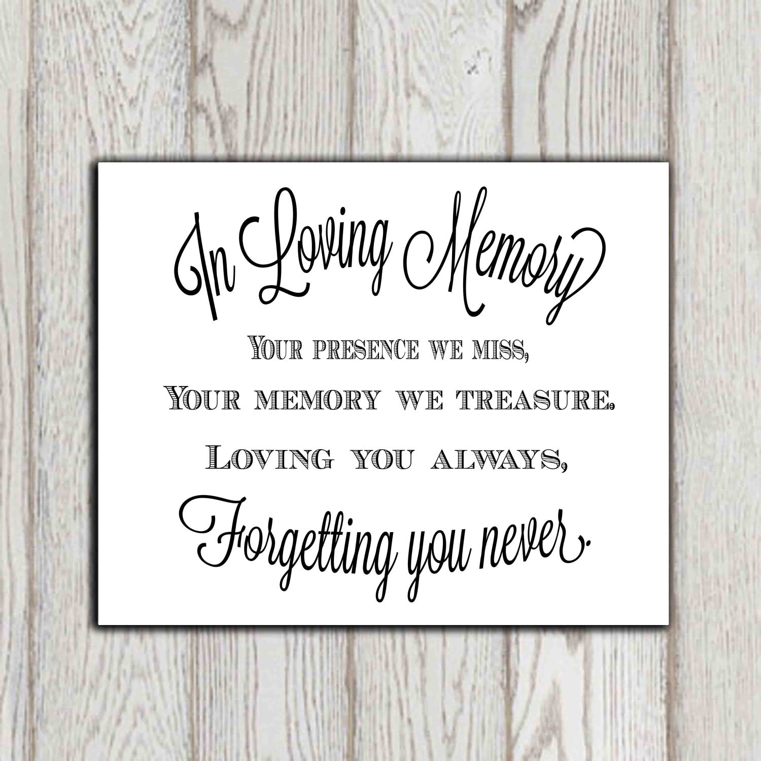 In loving memory of print Memorial table Wedding memorial sign Etsy
