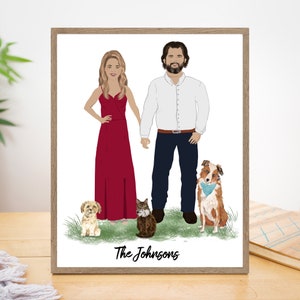 Custom Family portrait illustration, Wedding Gift, Family illustration from photo Personalized Family gift Printable Custom Portrait Drawing