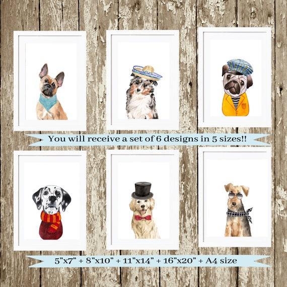 Cute Dog Prints Nursery Cool Dog Prints Funny Dog Wall Art Dog