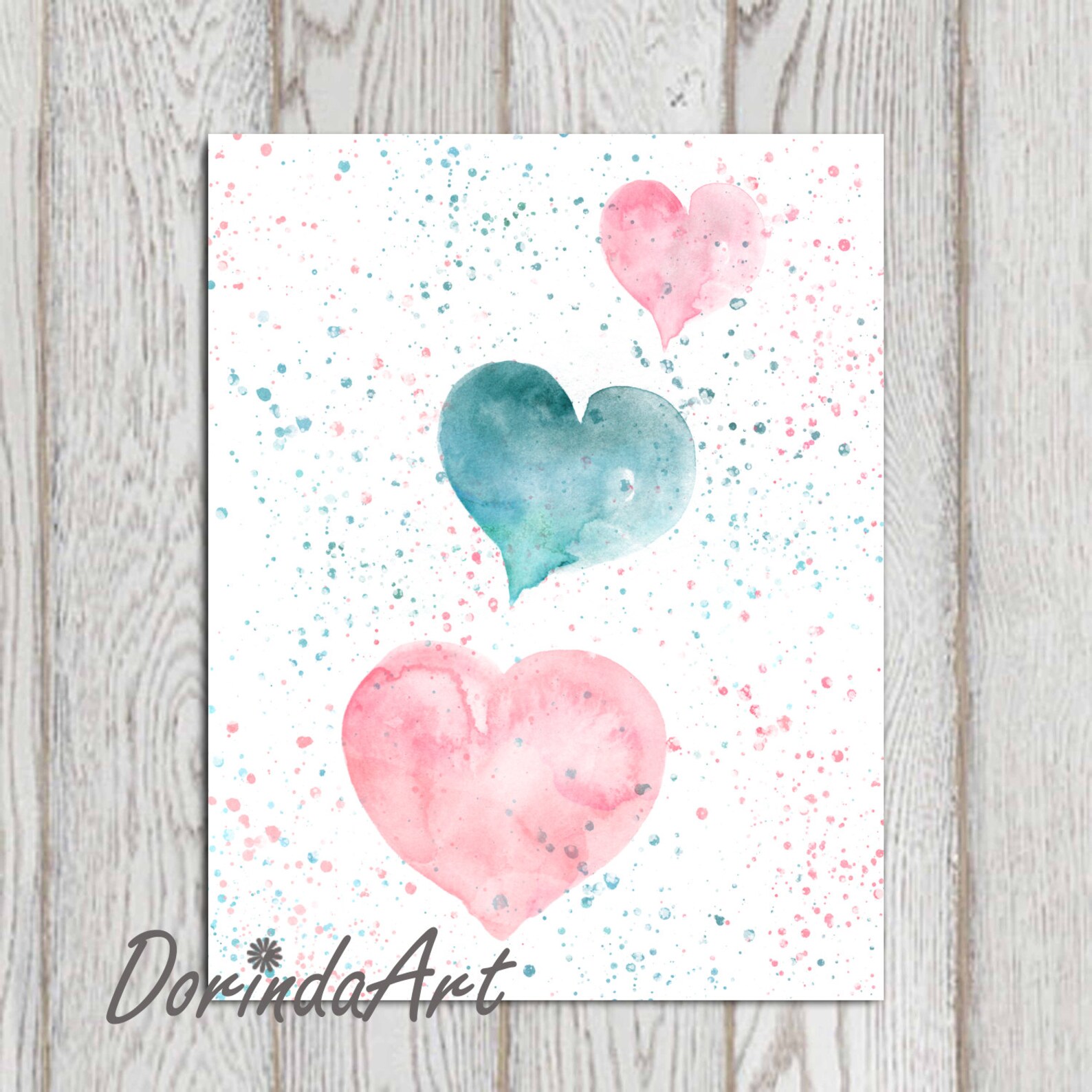 Heart Print Pink Teal Nursery Heart Printable Pink Heart Decor Etsy UK