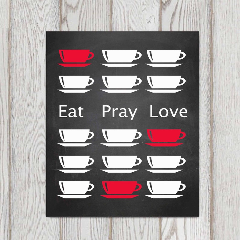 Eat Pray Love Printable Red Kitchen Wall Art Red Kitchen Decor Etsy