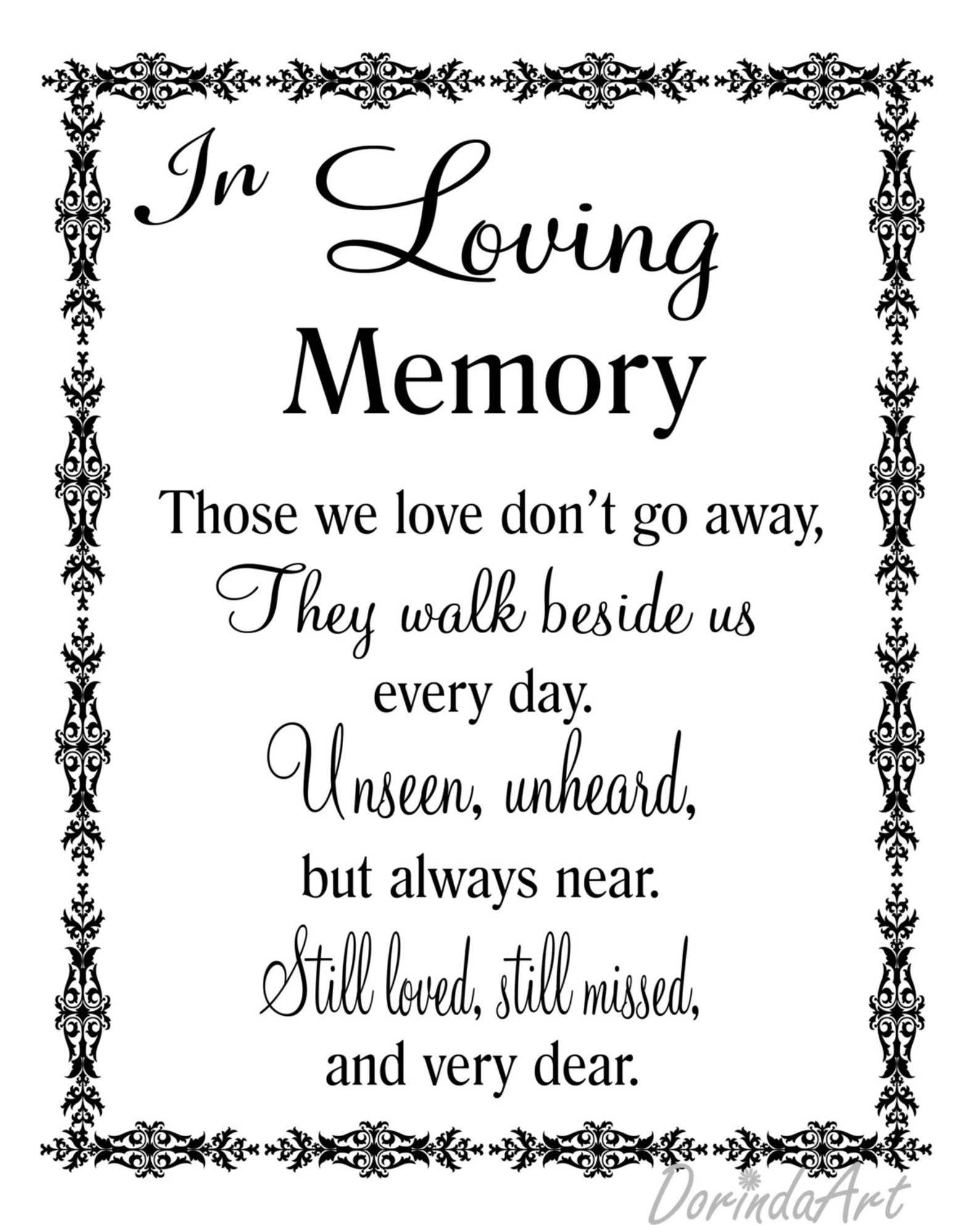 In Loving Memory Printable Memorial Table Wedding Memorial - Etsy