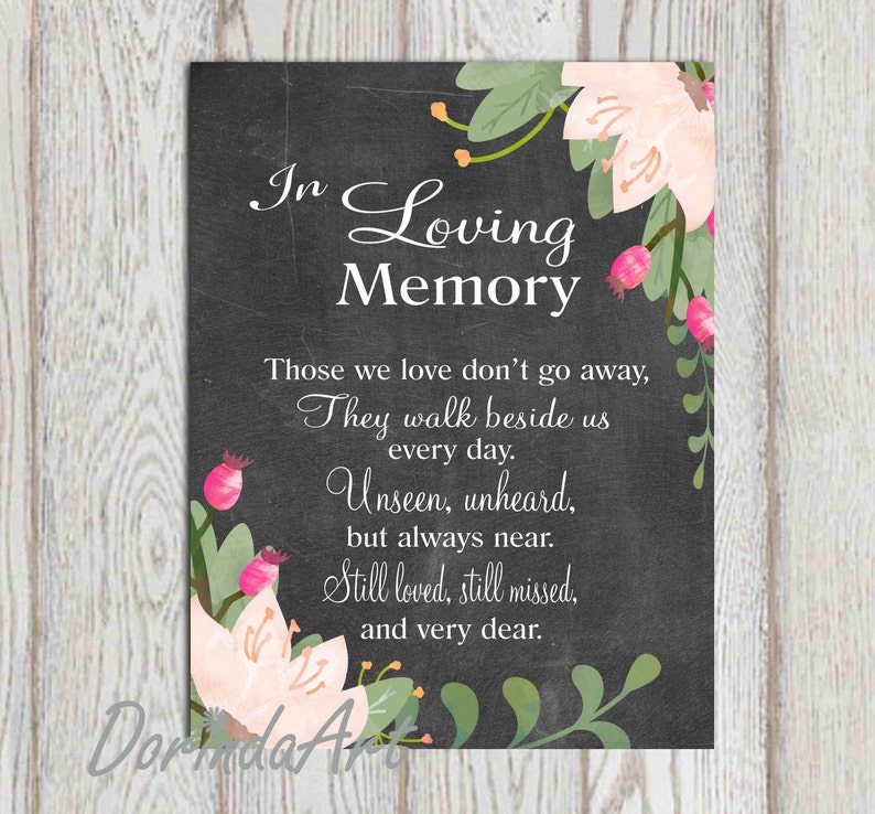 In Loving Memory Printable Wedding Memorial Sign Memorial - Etsy