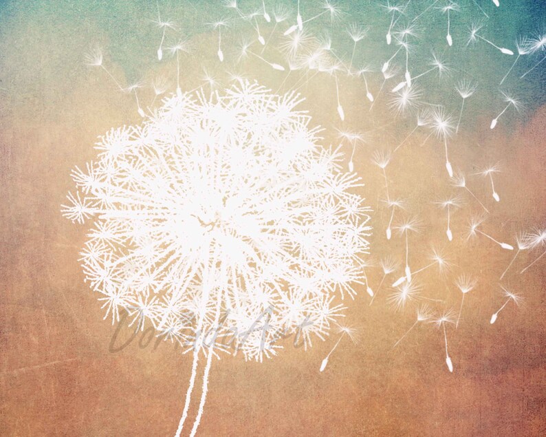 Large Copper wall art Dandelion wall art Teal and brown Wall Etsy