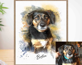 Watercolour Pet Portrait Painting, Personalised Pet Portrait, Pet Illustration, Custom Dog Portrait Drawing, Pet Memorial Gift, Pet Loss