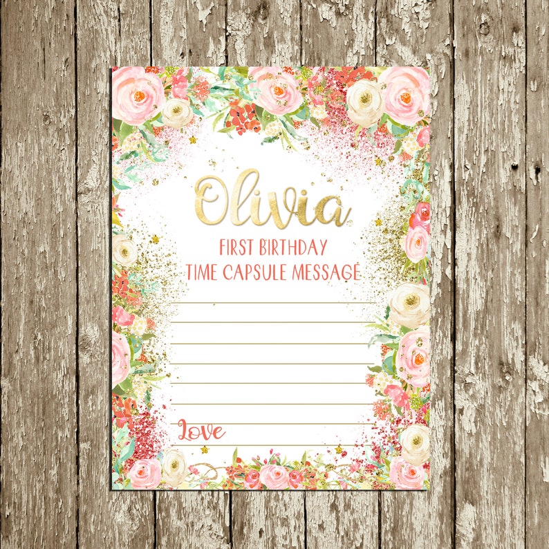 Time Capsule First Birthday Printable Floral Time Capsule | Etsy