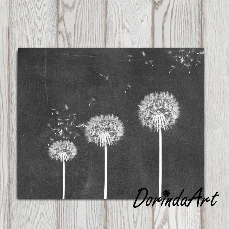 Black and White Dandelion Print Dandelion Wall Art Large | Etsy