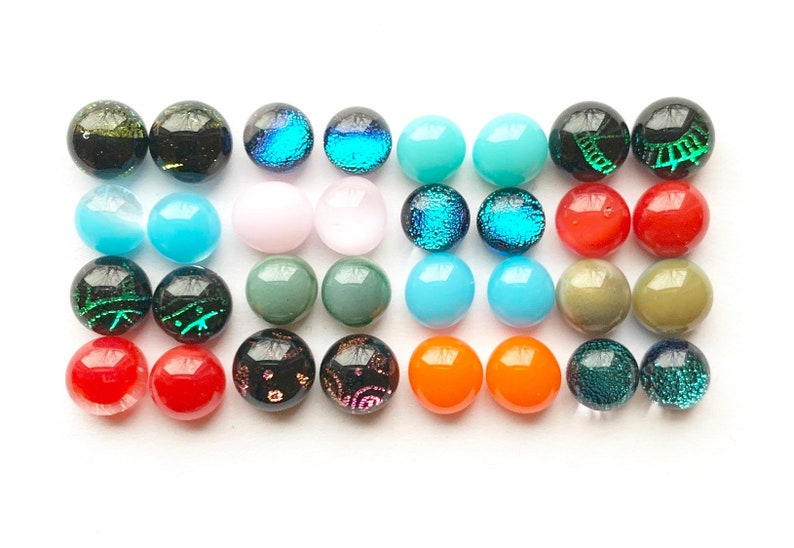 32 16 pair Small Fused Dichroic Glass Cabochons 6mm-7mm | Etsy