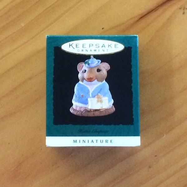 Hallmark Keepsake, Miniature, 1996, Hattie Chapeau, Moustershire Christmas, Mouse, Handcrafted, Ornament, Christmas