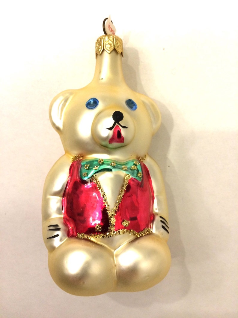 Vintage POLISH POLAND Blown Glass Ornament BEAR Hand Made Etsy