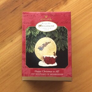 Hallmark Keepsake, Ornament, 1997, Santa, Happy Christmas To All, Night Before Christmas, Handcrafted, Santa & Reindeer, Lighting Effect
