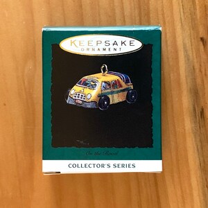 Hallmark Keepsake Miniature Ornament, On The Road, Pressed Tin Car, #2 in the Series, 1994, Christmas Ornament, Hallmark Taxi Ornament, Taxi