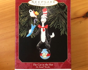 Vintage Cat in the Hat Ornament, Vintage Dr. Seuss Ornament, Vintage Hallmark Keepsake Ornament The Cat in the Hat, Christmas Ornament, 1999