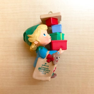 Hallmark Keepsake Ornament, Armful of Joy, Membership Ornament, Christmas Ornament, Elf with Presents, Elf Ornament, Hallmark Elf, 1990
