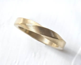 Möbiusband 3 mm - Besonderes 14K Matt Gelbgold
