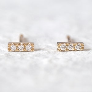 Minimalist Diamond Stud Earrings - 14k Gold Jewelry with Natural White Diamonds