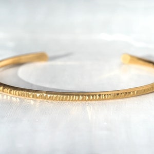 Handmade 14K Solid Gold Cuff for Men, Notched Bracelet, Anniversary Gift for Him, Gift for Boyfriend