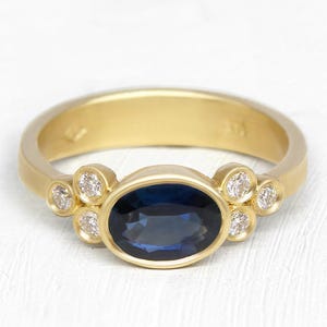 Handmade 14k Gold Sapphire Ring with Diamond Accents