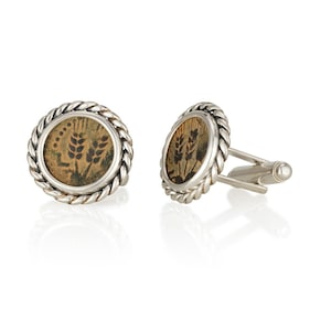 Silver Ancient Coin Cufflinks, Wheat Cufflinks, Unique Twist Design, Elegant Gift for History Enthusiasts, Groomsmen Gift, Gift for Men