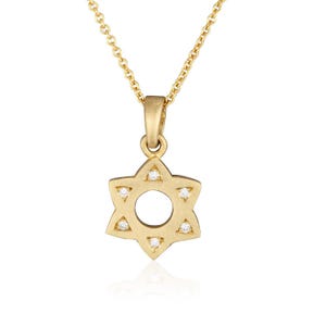 14k Gold Diamant Davidstern Halskette: Handgemachter jüdischer Schmuck