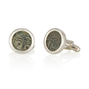 Sterling Silver Ancient Coin Cufflinks, Jewish Bronze Coin Jewelry, History Gift, Gift for Husband